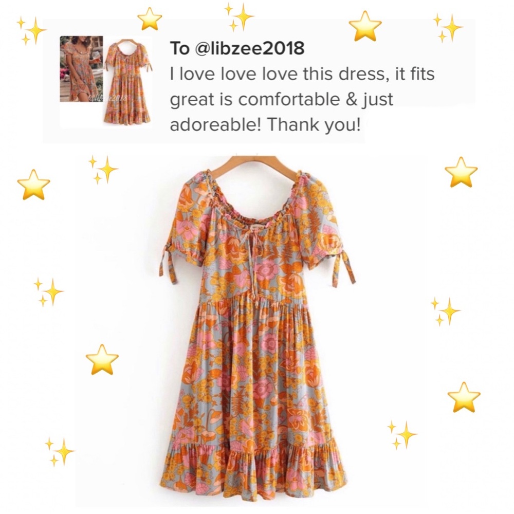 Boho Chic Floral A-Line Mini Dress NEW - Picture 2 of 15